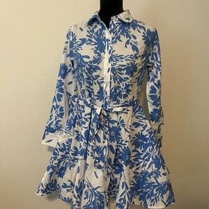 Blue and White Floral Dress